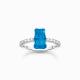 Ring mit blauem Mini-Goldbären und Steinen Silber