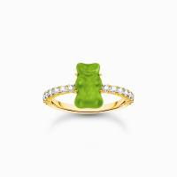Ring mit grünem Mini-Goldbären und Steinen...