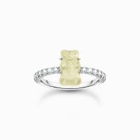 Ring mit weißem Mini-Goldbären und Steinen...