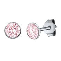 Ohrstecker 925 Silber rhodiniert CZ Pink 1 cm Zirkonia