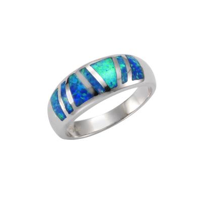 Ring 925/- Sterling Silber rhodiniert synthetischer Opal