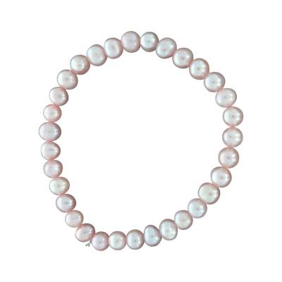 Armband Süßwasserzuchtperlen pink 6 mm