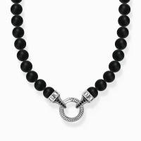 Kette Obsidian-Beads Silber