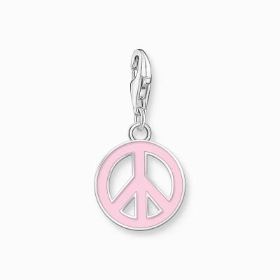 Charm-Anhänger Peace-Zeichen in Pink Silber