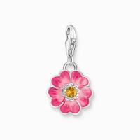 Charm-Anhänger Blume Flower Pink Silber